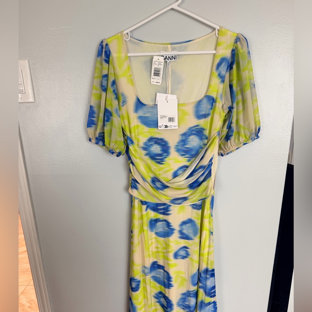 Ganni Waist Cinched Mesh Midi Dress - Picture 4 of 5